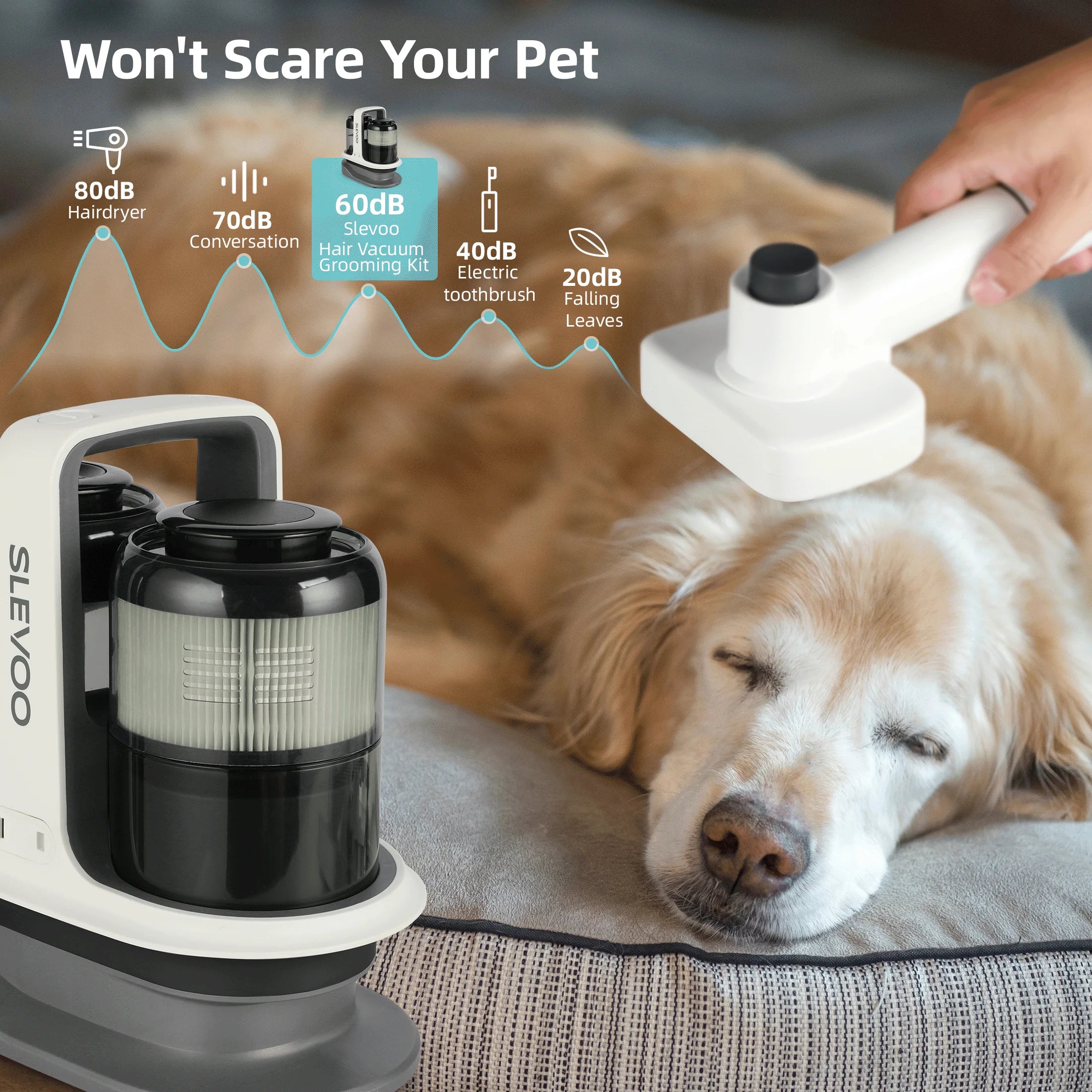 Dog Grooming Kit, Dog Hair Vacuum with 6 Pet Grooming Tools, Pet Grooming Kit for Dogs Cats, Black