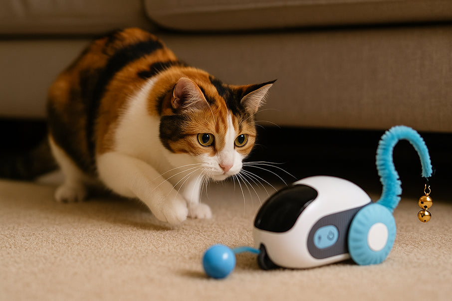cat stalking a Smart Cat Toy