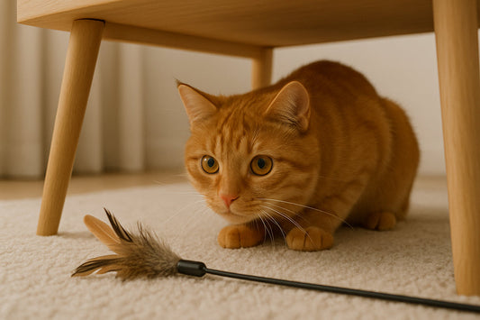 range cat playing with toy