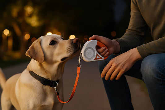 Giving dog leash to walk  dog calmly