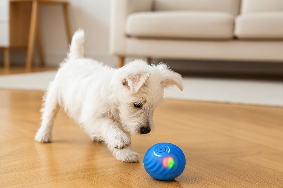Dog playing with Smart Electric Plush Dog Toy