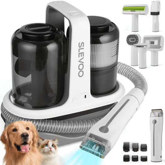 Dog Grooming Kit, Dog Hair Vacuum with 6 Pet Grooming Tools, Pet Grooming Kit for Dogs Cats, Black